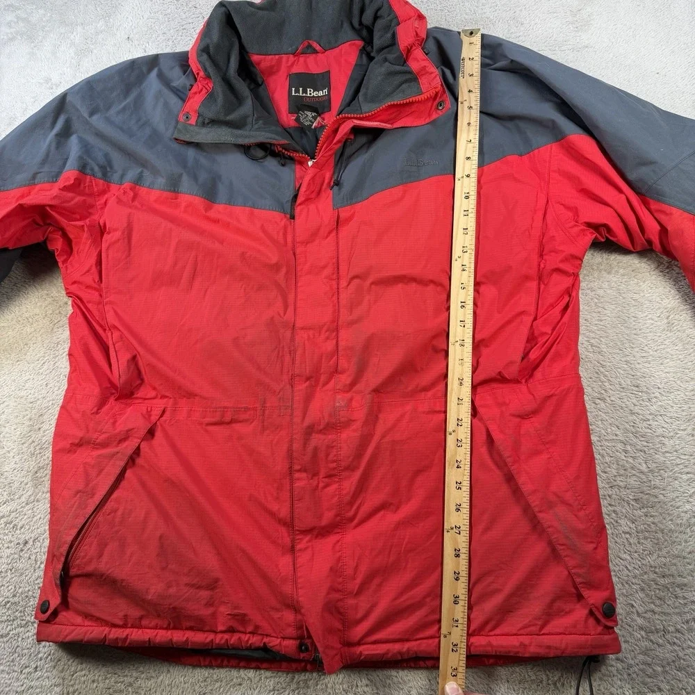 LL Bean Jacket Mens 2XL Red Grey Gore Tex Waterproof Hooded Outdoor Coat